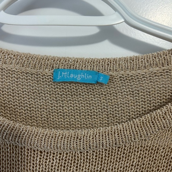 J. McLaughlin Beige Crewneck Sweater with Button Accents - Picture 3 of 8